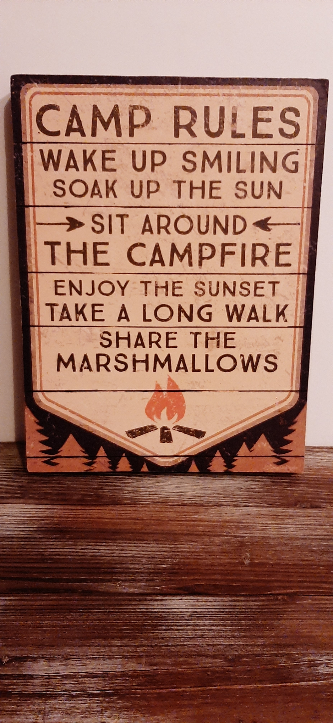 Camp rules sign